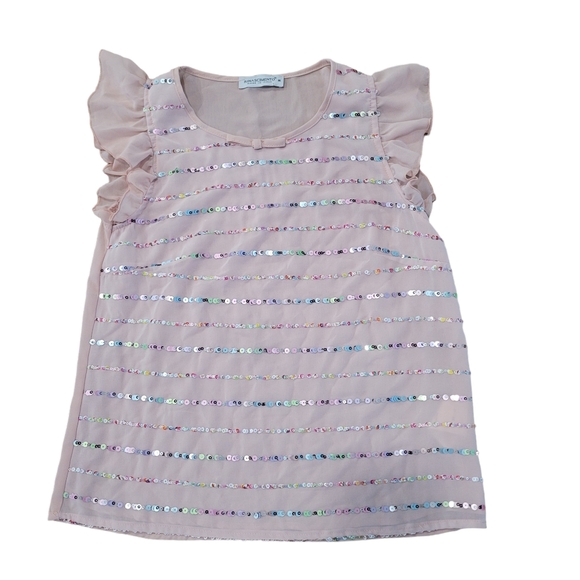 Rina SCIMENTO Italian Sequin Flutter Sleeve Blusa Blouse Size M - Picture 1 of 5